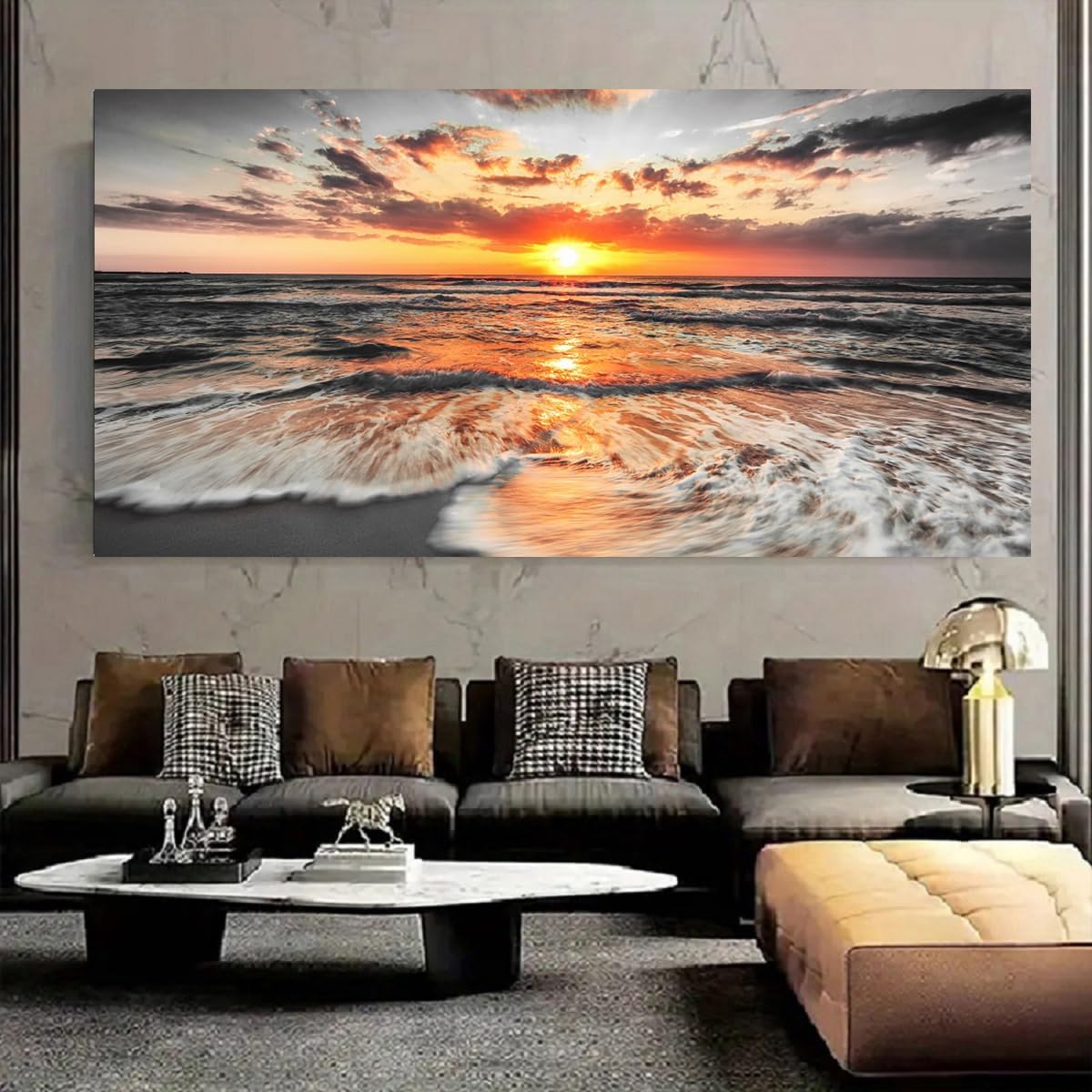 Yxbhhym-Large Pictures for Living Room Wall Decor Beach Wall Art Black and White Ocean Room Decor