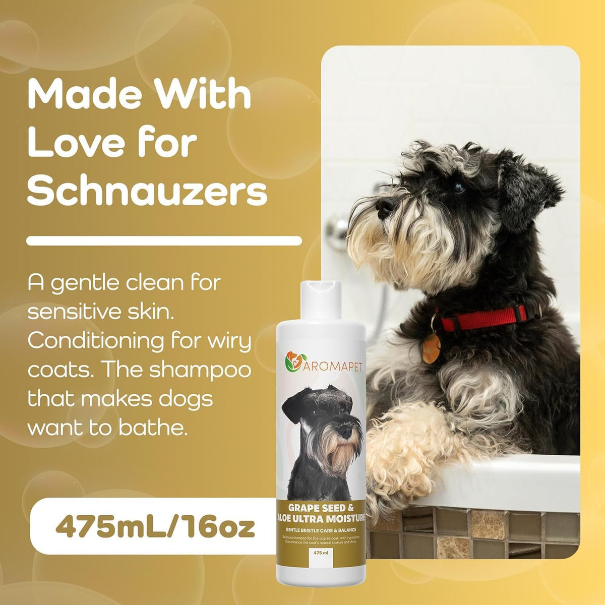 Grape Seed & Aloe Ultra Moisture for Coarse Coats Dog Shampoo - Deodorizing. Great for Schnauzer &
