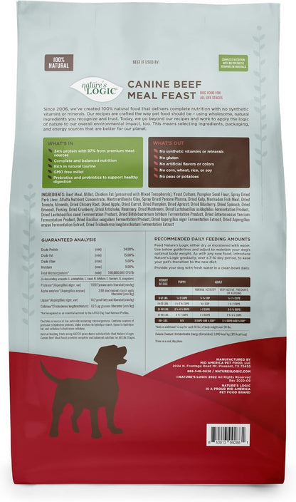NATURE'S LOGIC Dry Dog Food - 100% Natural - No Synthetics - for All Ages, Sizes, Breeds - Free