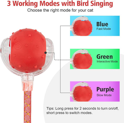 Red & Green Interactive Cat Toy Ball Combo – Automatic Agile Moving Cats Toys with 4 Tail