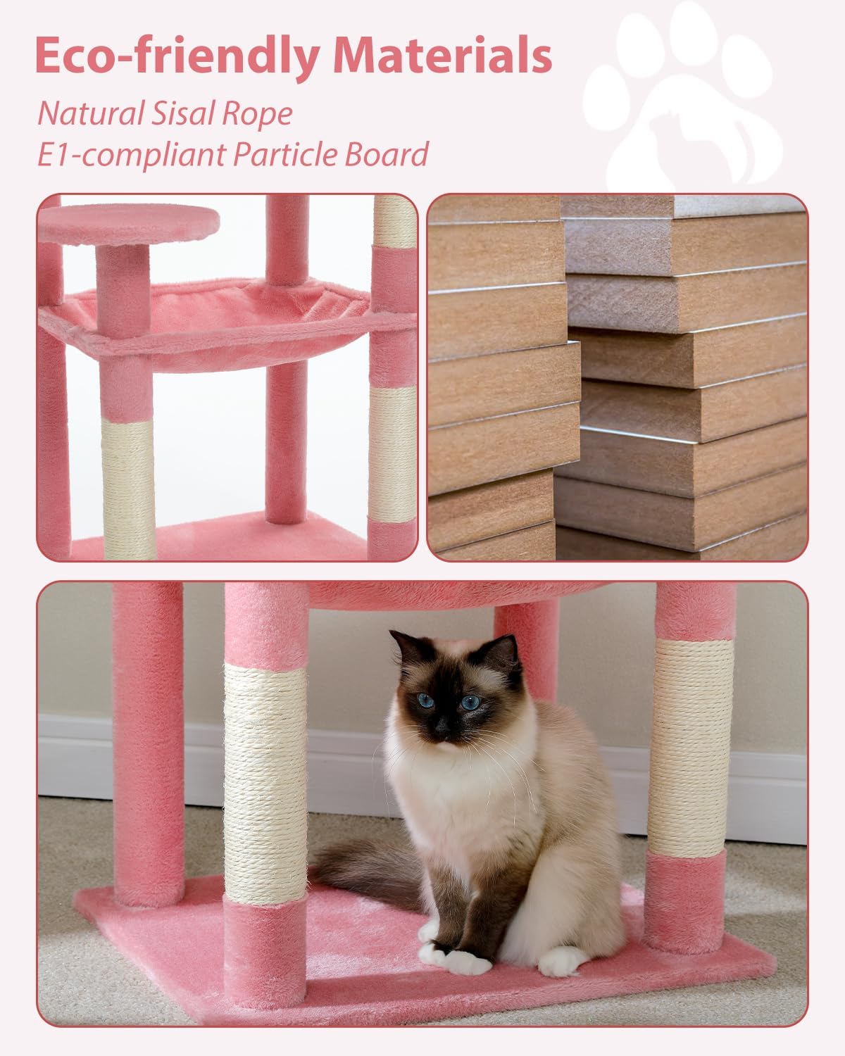 Cat Tree for Large Cats with Metal Plush Big Hammock, 56.3" Cat Tower for Indoor Cats with 2 Door
