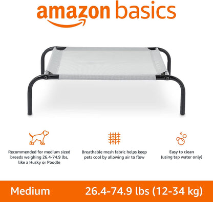 Amazon Basics Breathable Cooling Elevated Dog Bed with Durable Metal Frame, Medium, 43 x 26 x 7.5