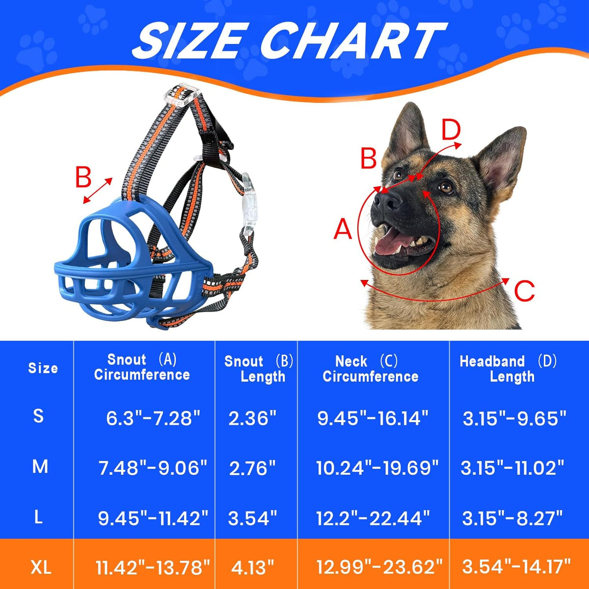 Dog Muzzle, Basket Muzzle for Small Medium Large Dogs, Anti-Biting and Chewing, Lightweight &