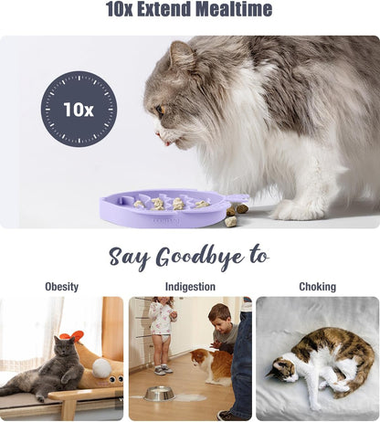 Coomazy 2-in-1 Silicone Slow Feeder Dog Cat Bowls, Lick Mat Interactive Puzzle Toy for Pets Dry/Wet