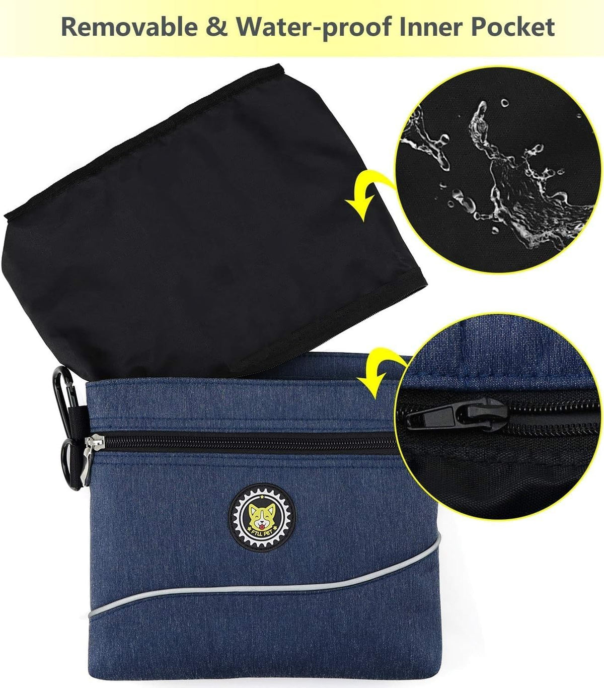 Viklluyr Dog Treat Pouch Bag with Magnetic Closure, Dog Food Carrier with Removable Inner Pocket