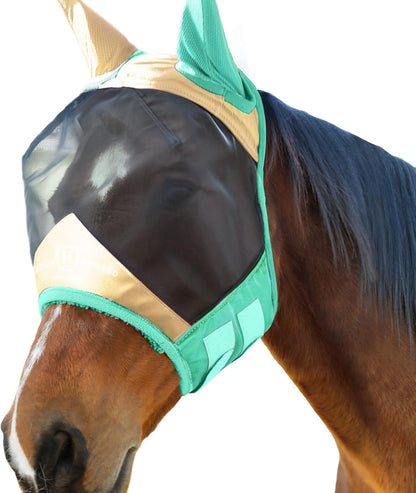 Harrison Howard Pro Luminous Horse Fly Mask Standard with Ears UV Protection for Horse Champagne