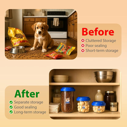 3PCS Dog Food Storage Container Set – Airtight Dog Food Container, Transparent Pet Food Storage