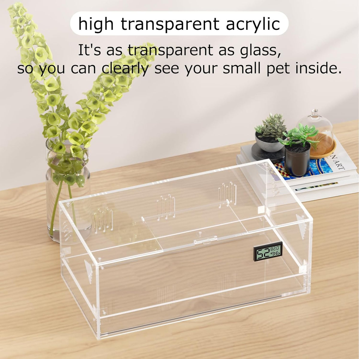 Acrylic Tarantula Enclosure, Reptile Terrarium Breeding Tank w/Temperature Hygrometer,Habitat