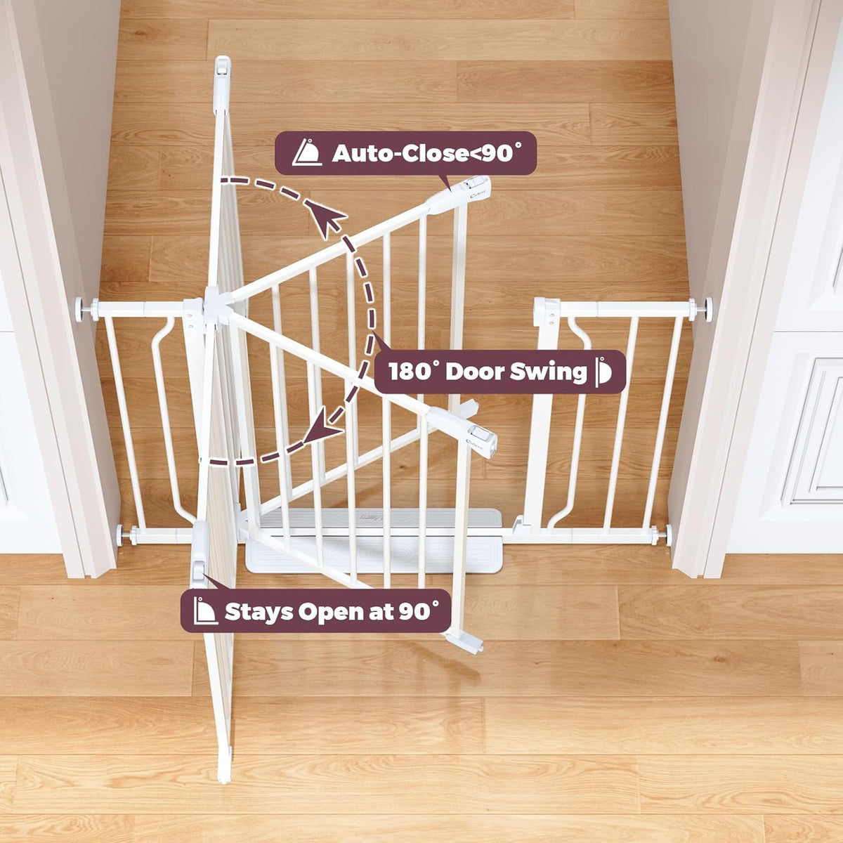 29"-51" Baby Gate for Stairs, Auto Close Stroller Friendly Dog Gate Indoor for Doorways, Pressure