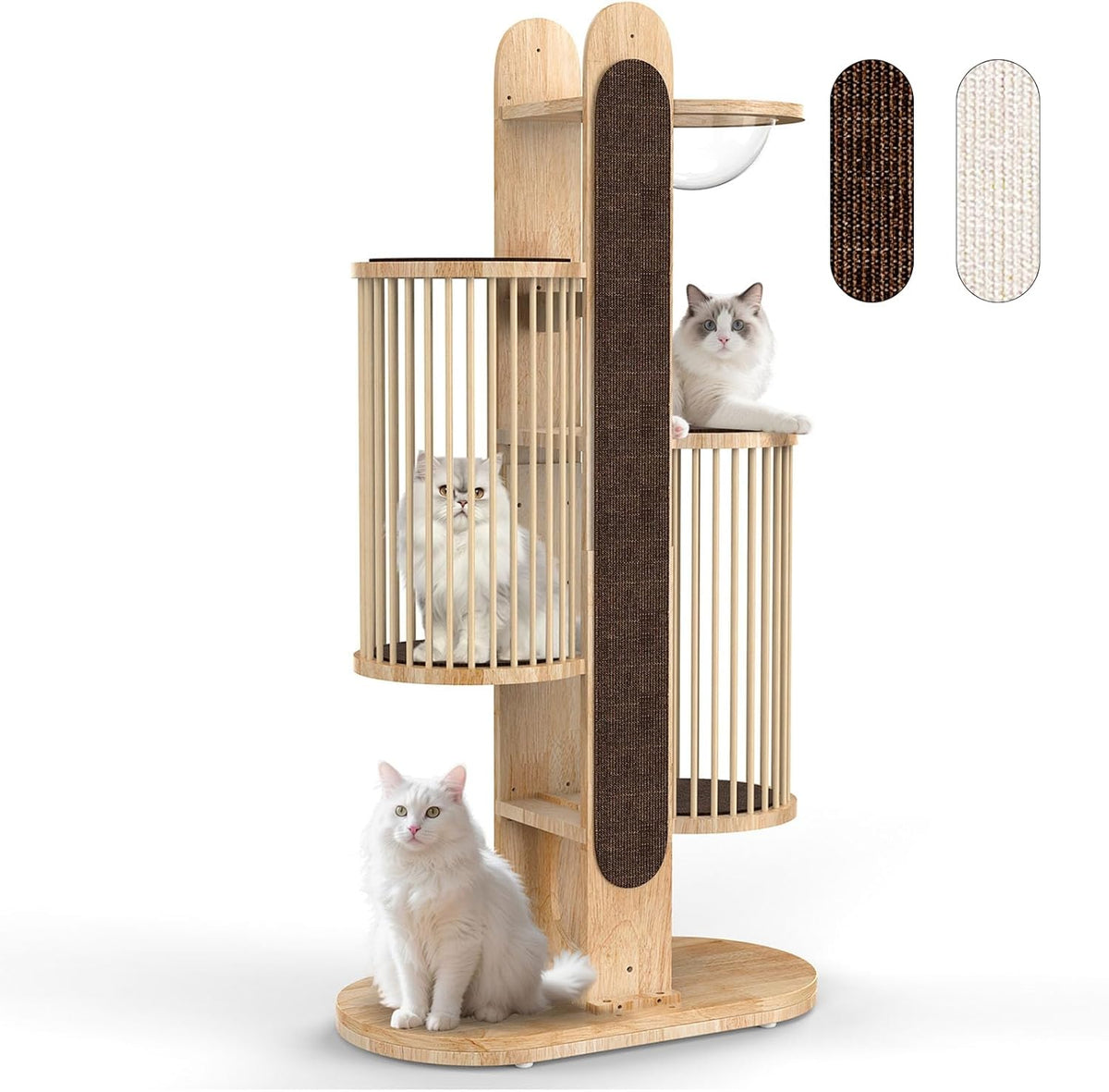 Modern Cat Tree Tower for Indoor Cats, 67" Tall Solid Wooden Cat Tower with Scratching Posts, 6