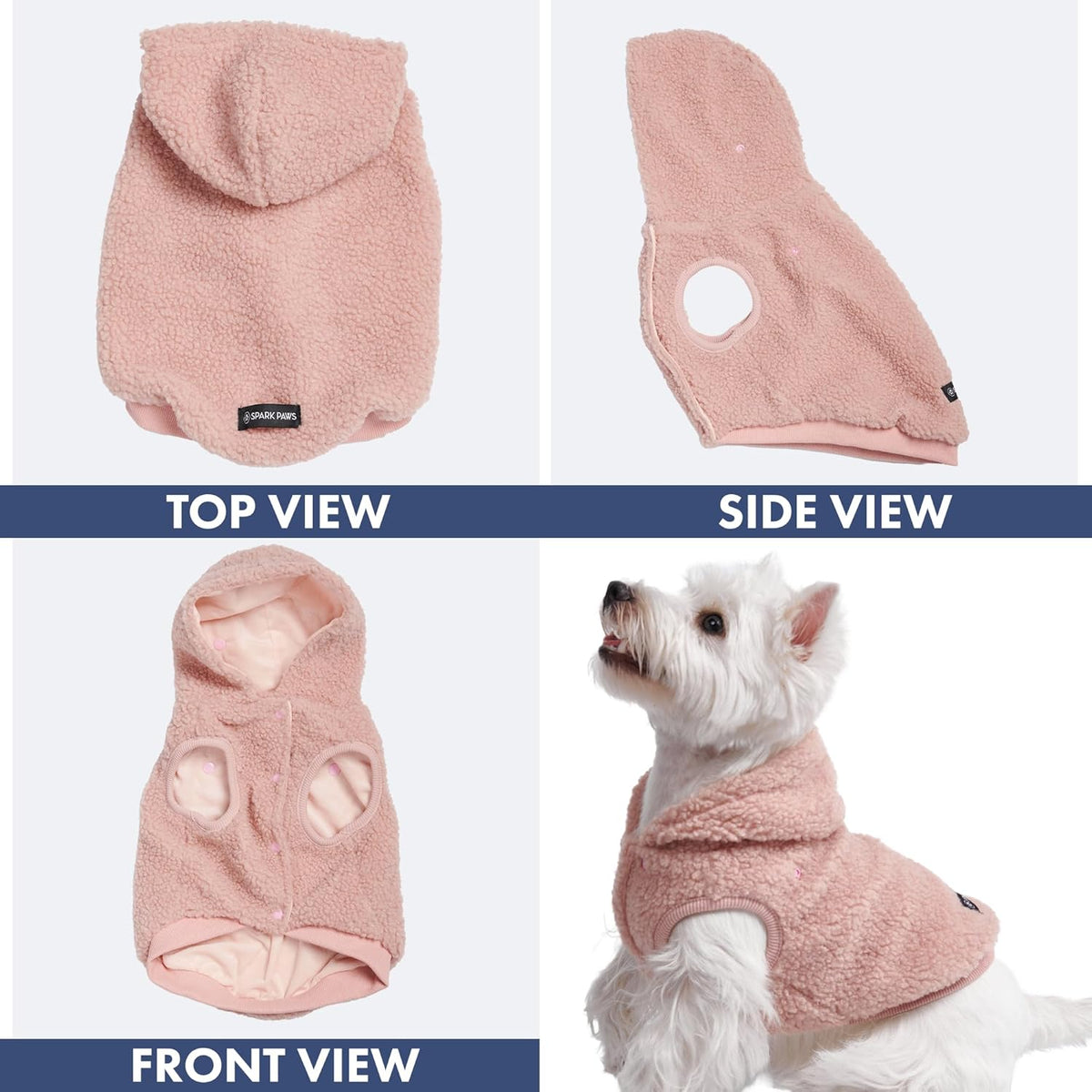Spark Paws Teddy Dog Sweater, Sherpa Jacket Vest with Warm Fleece Lining, Winter Coat Suitable for
