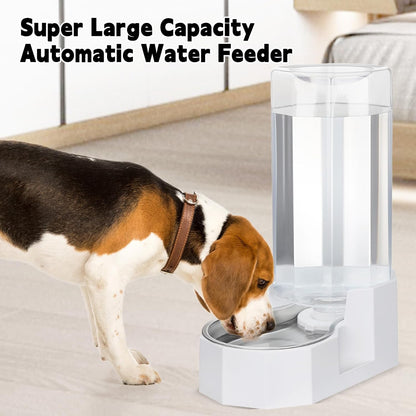 Sfozstra Large Dog Water Dispenser: 9L Automatic White Water Feeder with Stainless Steel Bowl
