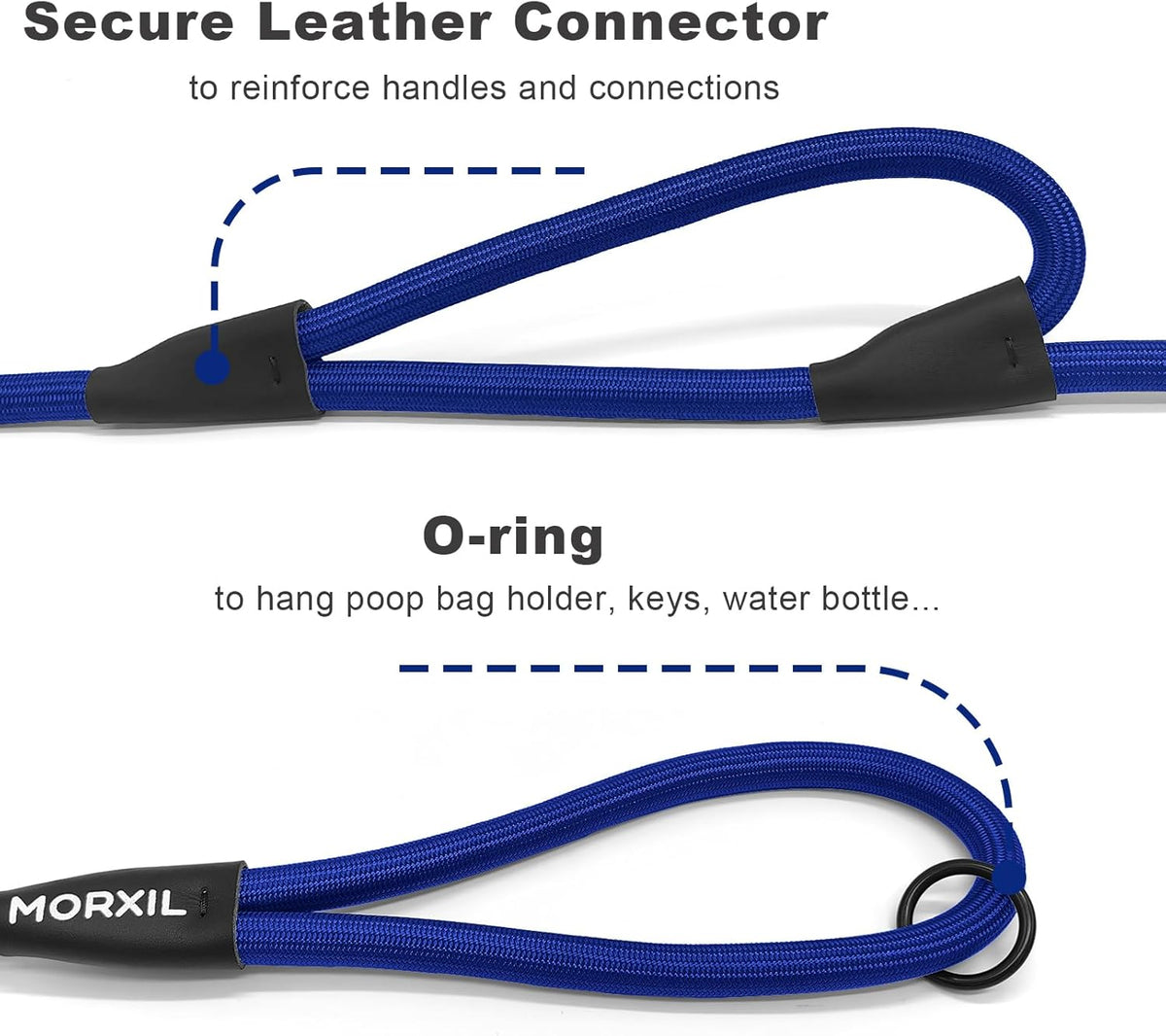 Rope Dog Leash with Two Handles, 6 Foot Heavy Duty Dog Leash with Aviation Aluminum Auto Locking