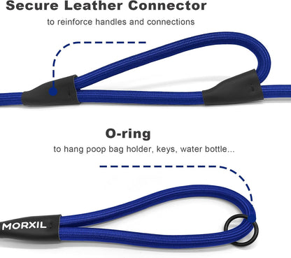 Rope Dog Leash with Two Handles, 6 Foot Heavy Duty Dog Leash with Aviation Aluminum Auto Locking