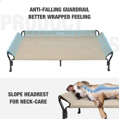 Veehoo Cooling Elevated Dog Bed, Guardrail Raised Pet Cot, Indoor & Outdoor XXL Pet Bed with