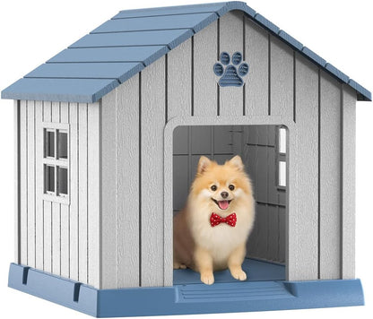 Vixzen 32in Large Outdoor Dog House,Durable Water Resistant Resin Dog House,Doghouse for Small to