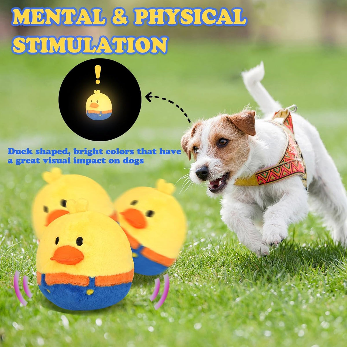 Rechargeable Interactive Moving Dog Toys, Automatic Crazy Jumping Duck for Boredom, Attractive