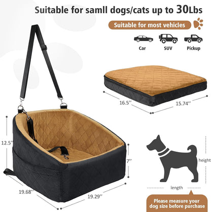 Dog Car Seat for Small Medium Dogs,Detachable Washable Dog Booster Seat Under 30lbs, Pet Car Seat