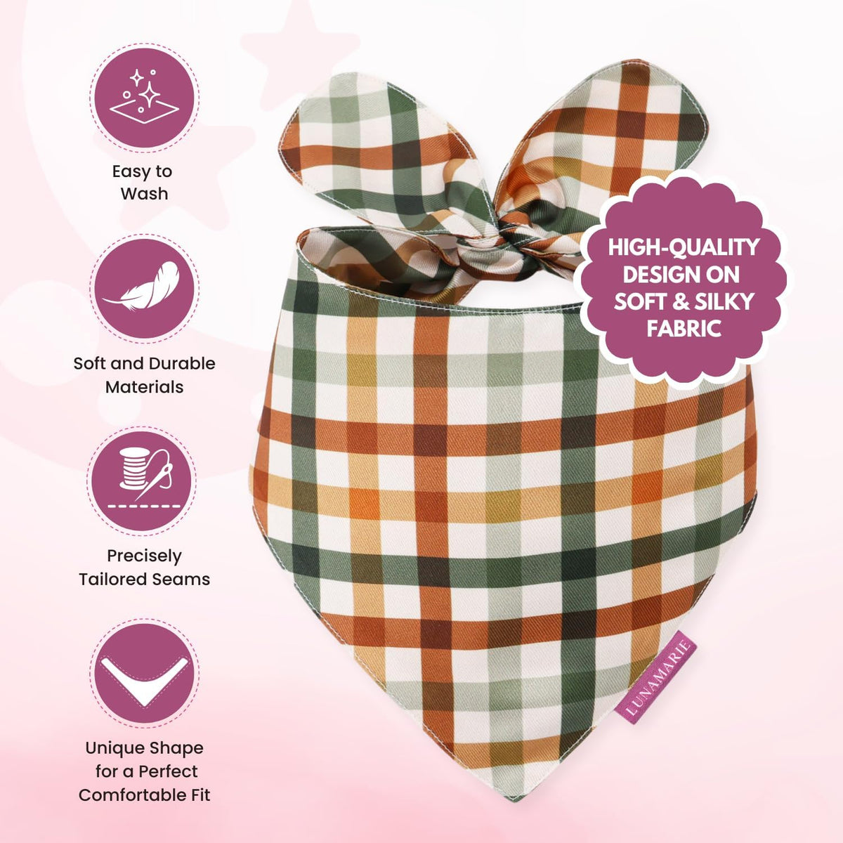 LunaMarie - Luxury Pet Birthday Bandanas -Premium & Silky Poly Fabric | 100% Handmade | Custom