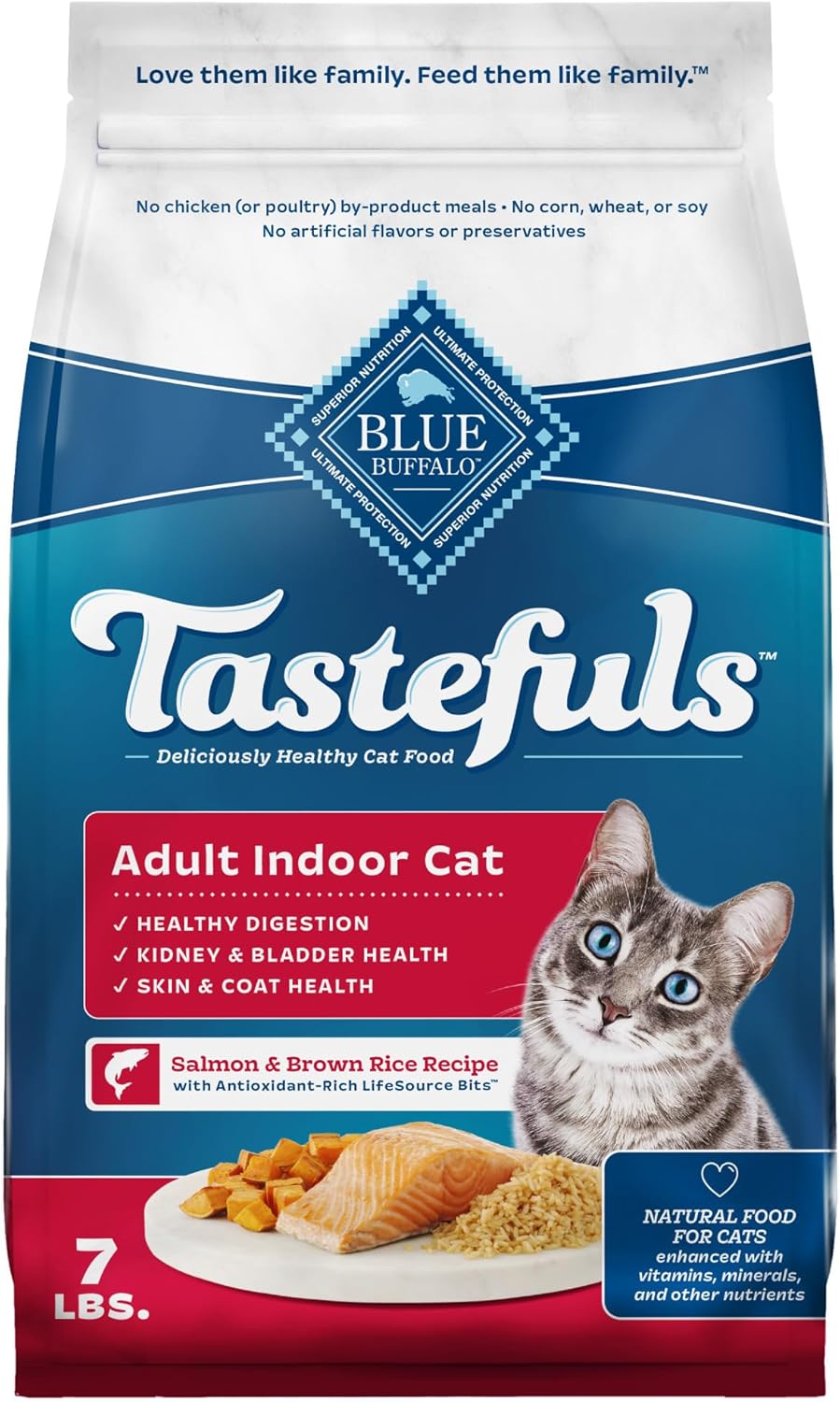 Blue Buffalo Tastefuls Adult Dry Cat Food Indoor Cat Formula, Made in the USA with Natural