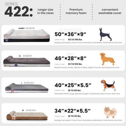 Laifug Orthopedic Memory Foam Extra Large Dog Bed with Pillow and Durable Waterproof Liner and