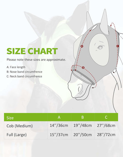 Harrison Howard Horse Fly Mask with Forelock Opening Stretch Breathable and Comfortable for Horses