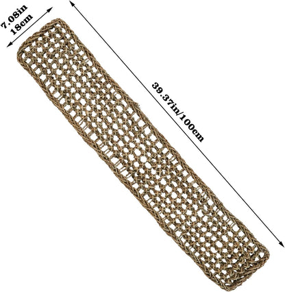 39 x 7 Inches Seagrass Mat, Natural Seagrass Woven Net, Bird Hammock Mat with Hooks, Cage