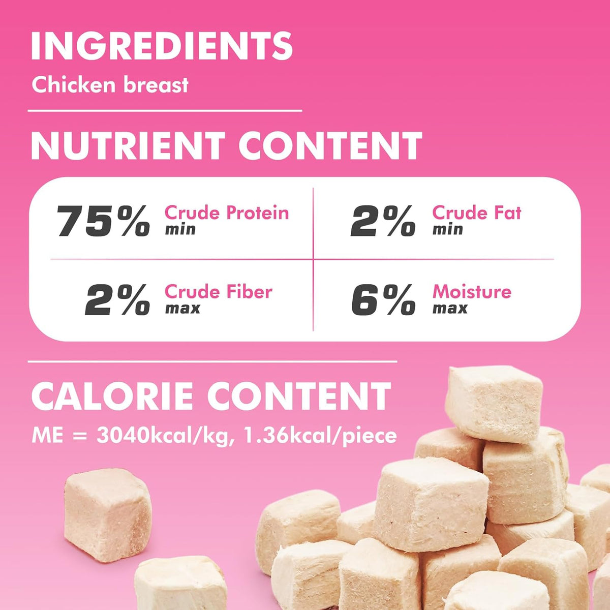 Freeze Dried Cats & Dogs Raw Treats, All Natural Single Ingredient Chicken Breast, High Protein