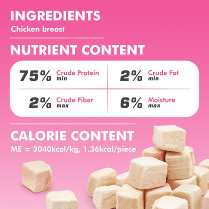 Freeze Dried Cats & Dogs Raw Treats, All Natural Single Ingredient Chicken Breast, High Protein