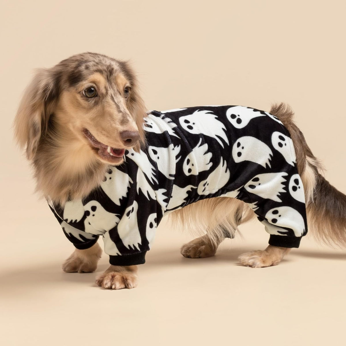 Fitwarm Halloween Ghost Dog Pajamas, Funny Halloween Costumes for Dogs, Fleece Dog Onesie with