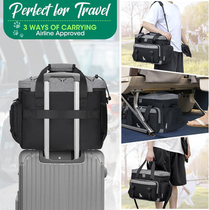 IGOLUMON Dog Travel Bag Large Pet Travel Bags Set for Supplies Weekend Travel Kit Tote Organizer