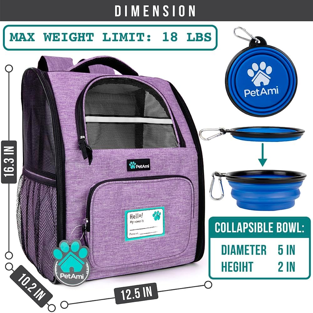 PetAmi Dog Backpack Carrier for Small Large Cat, Pet, Puppy, Ventilated Pet Hiking Backpack Travel