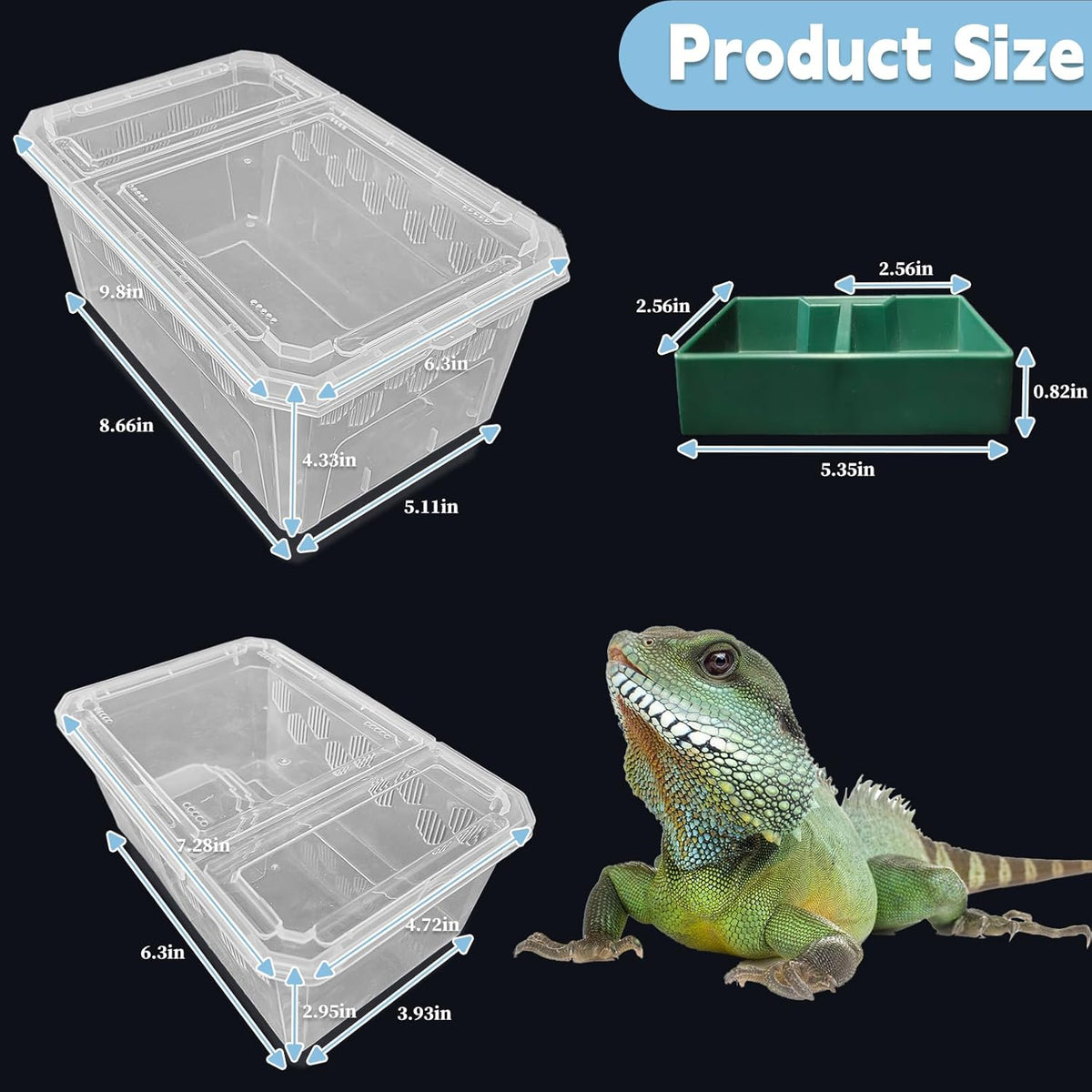 PINVNBY Reptile Feeding Box 6 PCS Snake Breeding Box Lizard Cricket Cage Habitat Hatching Container
