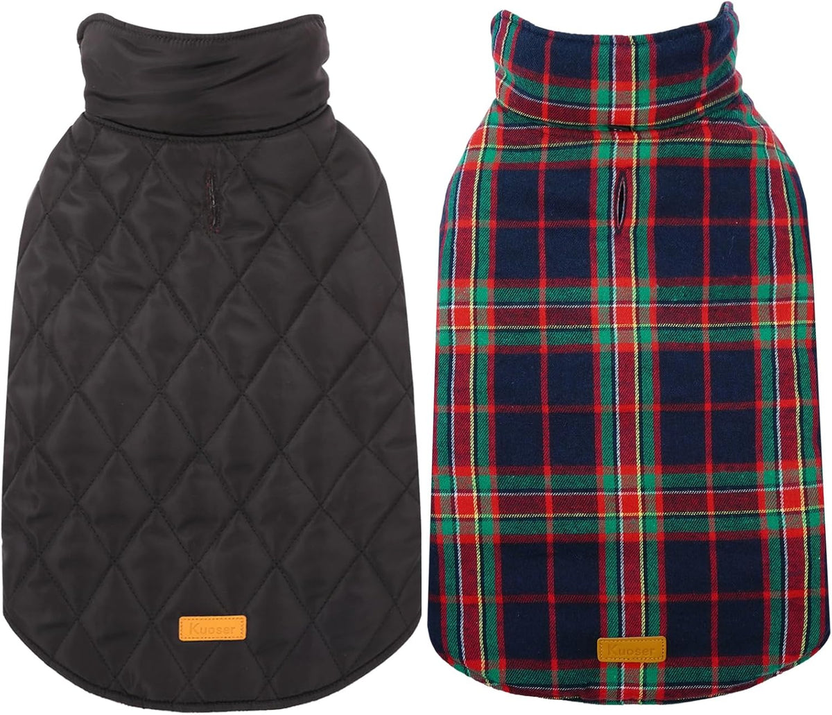 Kuoser Waterproof Dog Coat, Reversible Dog Jacket for Small Dogs, Adjustable Durable Doggie Winter
