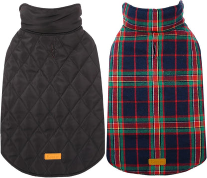 Kuoser Waterproof Dog Coat, Reversible Dog Jacket for Medium Dogs, Adjustable Durable Doggie Winter