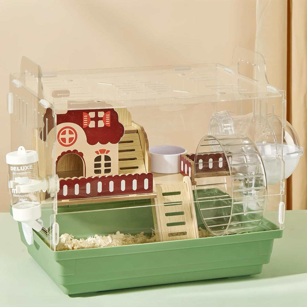 8 in 1 Clear Acrylic Hamster Cage with All Accessories,13.5''L* 10''W* 13''H Dwarf Hamster
