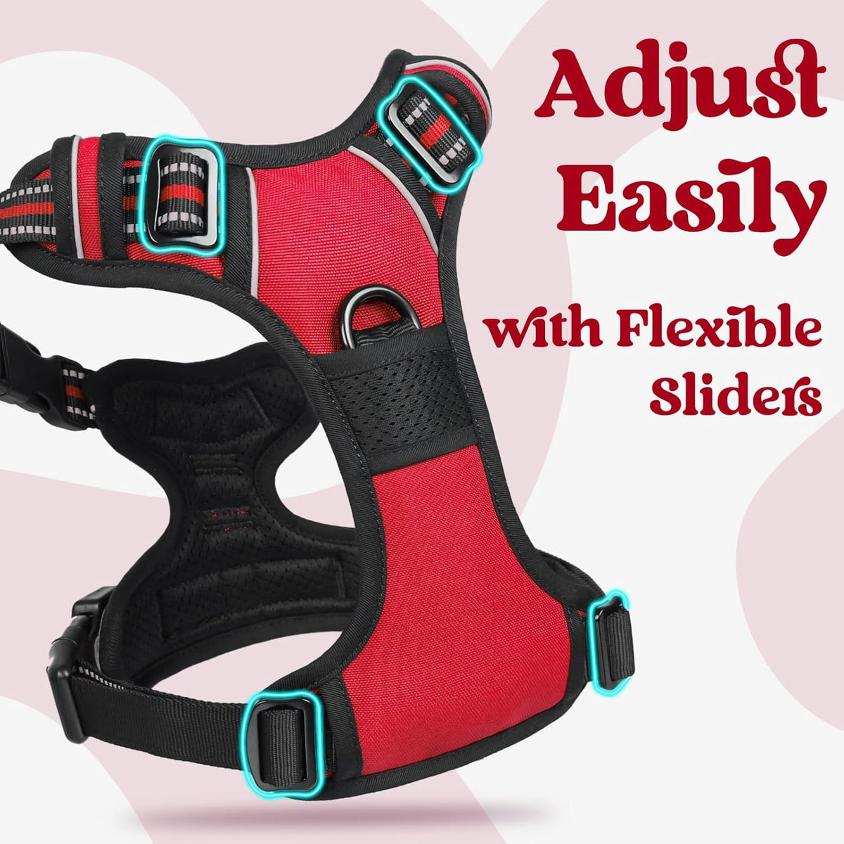 rabbitgoo Dog Harness for Large, No Pull Pet Harness with 3 Buckles, Adjustable Soft Padded Vest
