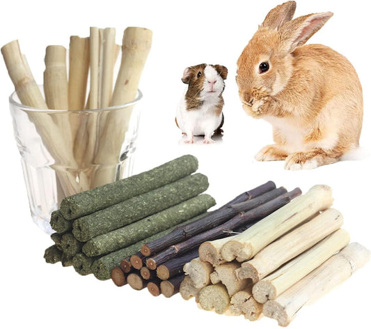 300g Guinea Pig & Rabbit Chew Toys with Apple & Timothy Sticks - Prevent Overgrown Teeth with Sweet
