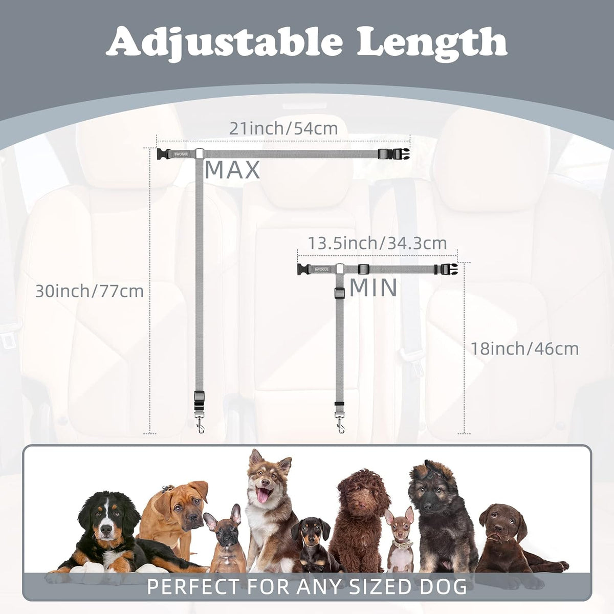BWOGUE Pet Dog Cat Seat Belts, Car Headrest Restraint Adjustable Safety Leads Vehicle Seatbelt