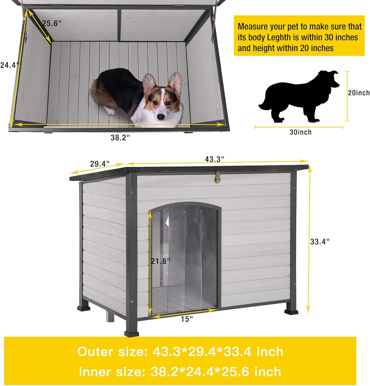 Aivituvin Large Dog House Outdoor Indoor Weatherproof Dog House for Small & Medium & Large Dogs