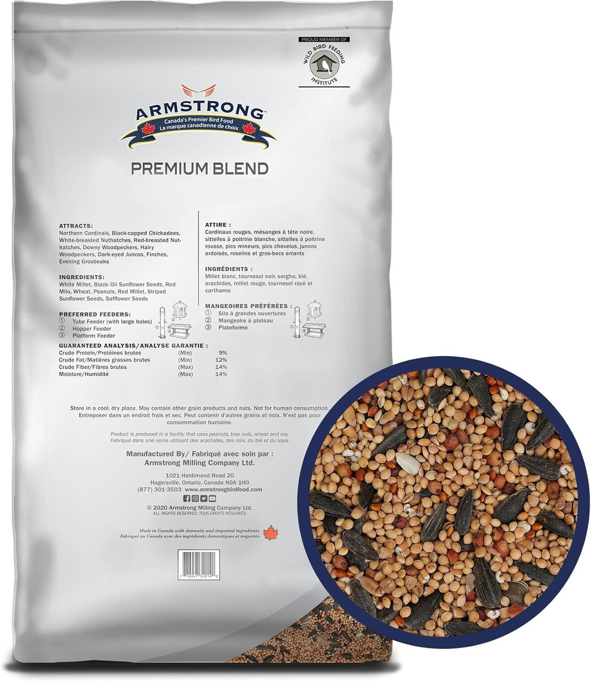 Armstrong Wild Bird Food Premium Blend, 30.8 Pounds - with White Millet, Black Oil Sunflower