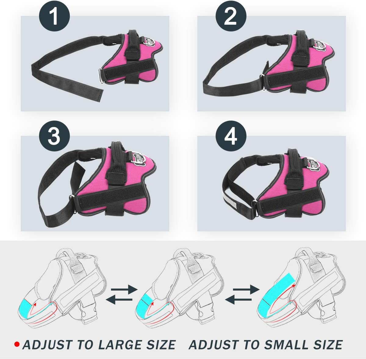 Bolux Dog Harness, No-Pull Reflective Dog Vest, Breathable Adjustable Pet Harness with Handle for