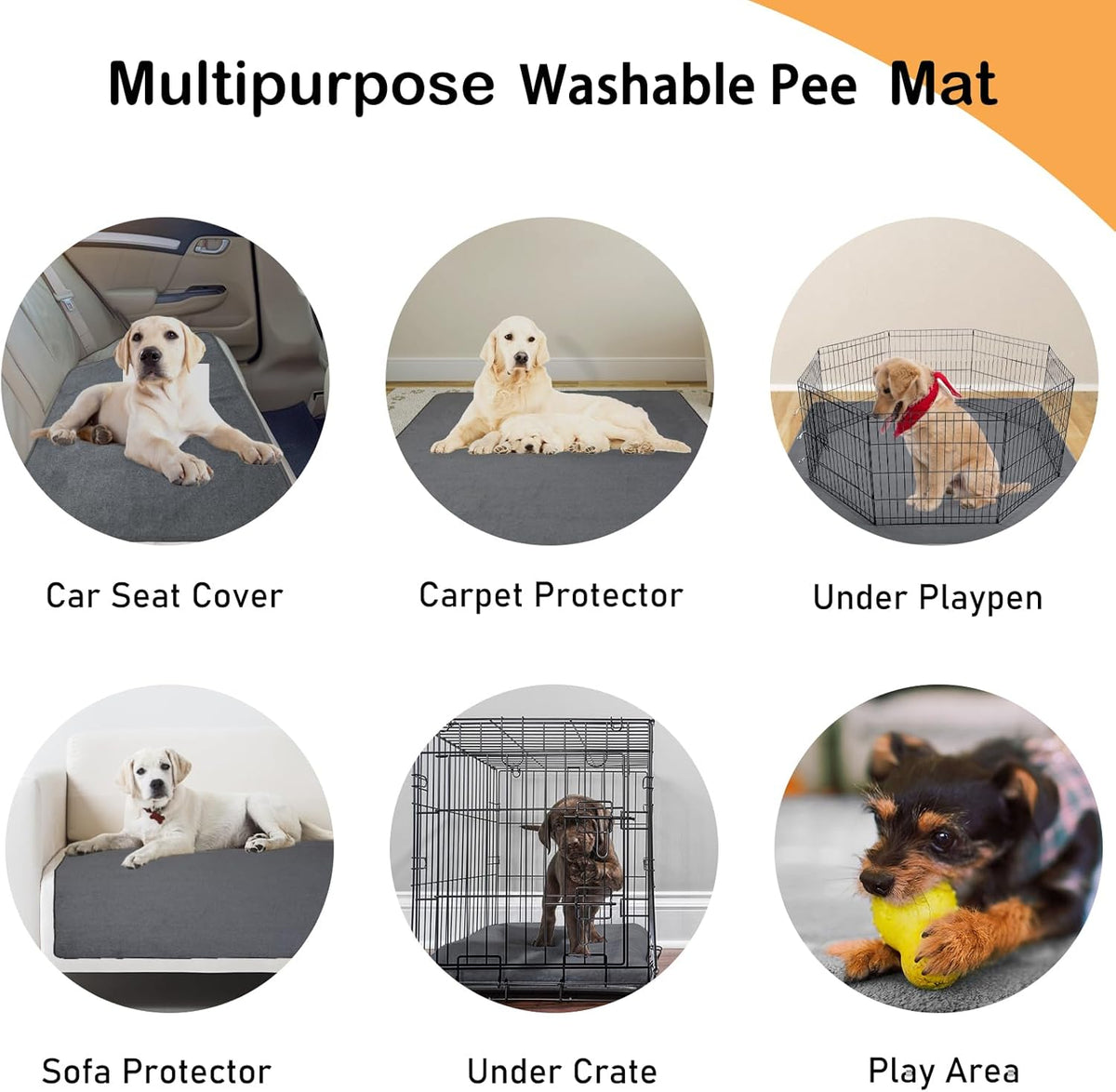 LOOBANI 2 Packs Extra Large Reusable Dog Mat for Floor, Non-Slip Washable Pee Pads for Dogs, Fast
