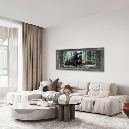 Large Wall Art Black Bear Canvas Cabin Living Room Pictures Prints Forest Oversize Wall Decor