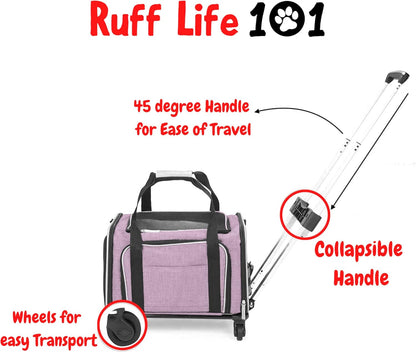 Airline Approved Expandable Premium Pet Carrier on Wheels- Two Sided Rolling Carrier- Designed for