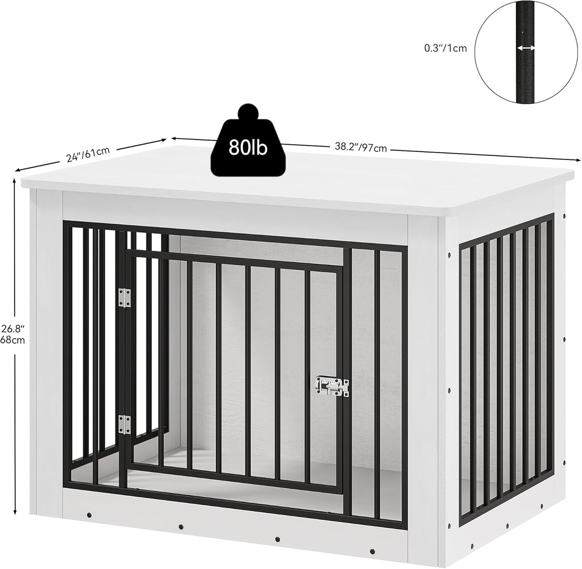 YITAHOME 38.2" L Dog Crate Furniture for Large Dogs, 2-in-1 Iron-Wood Fusion Dog cage Indoor up to