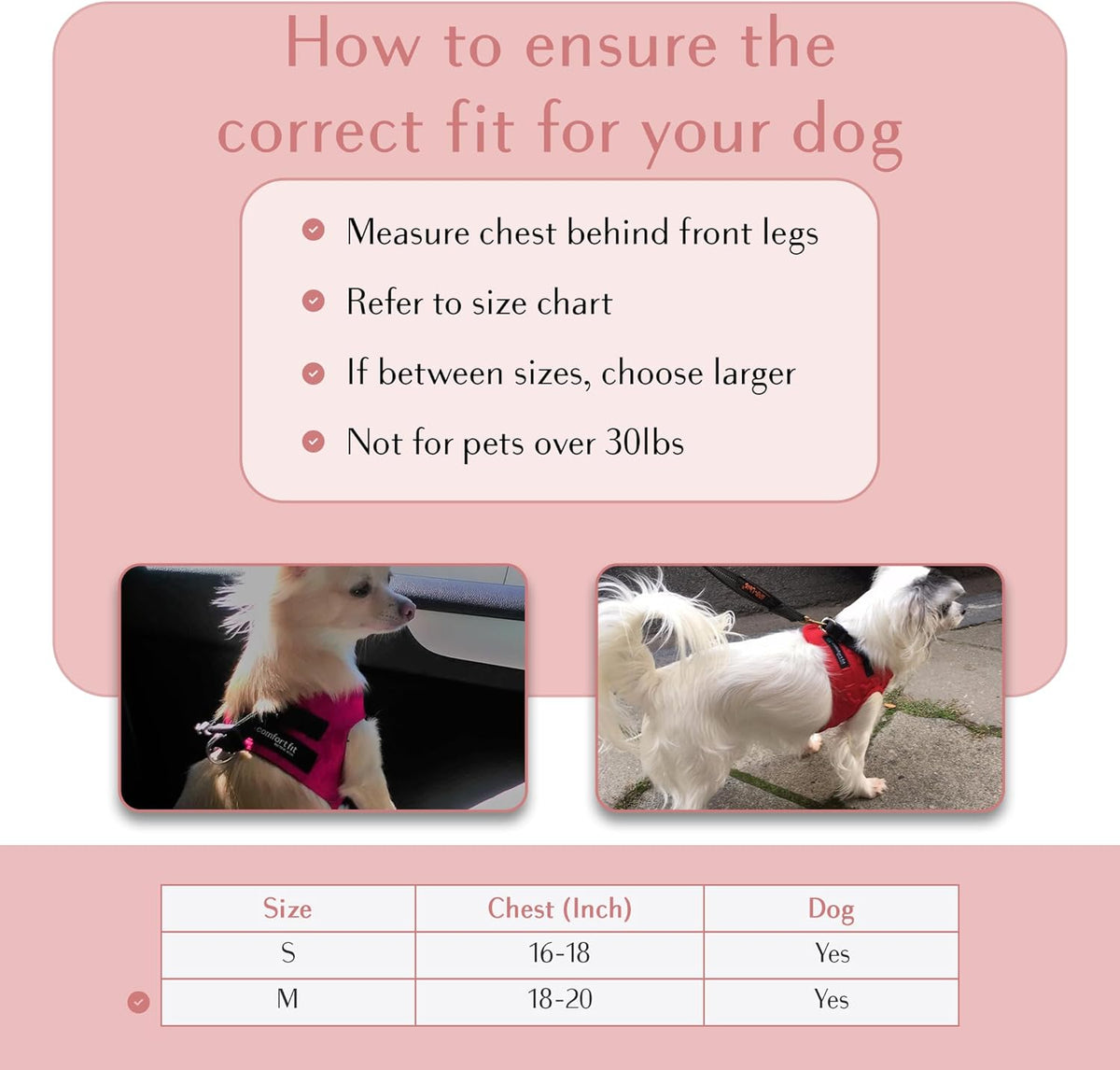Comfort fit Step-in Dog & Puppy Harness - Comfortable All Weather Dog Vest Harness: Adjustable