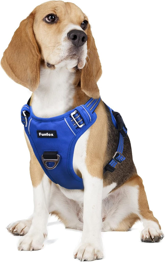 Funfox Dog Harness No Pull, Adjustable Pet Vest Harness, Super Soft Material with Vertical Handle