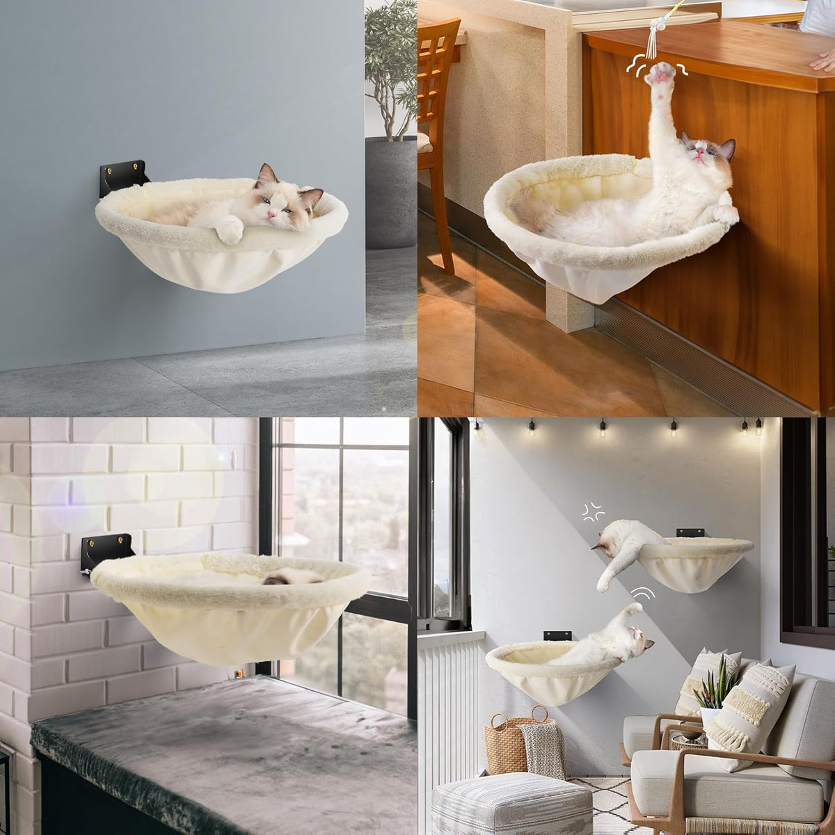 Cat Hammock Wall Mounted, Foldable & Stable Cat Beds- Breathable Cats Wall Shelves for Sleeping