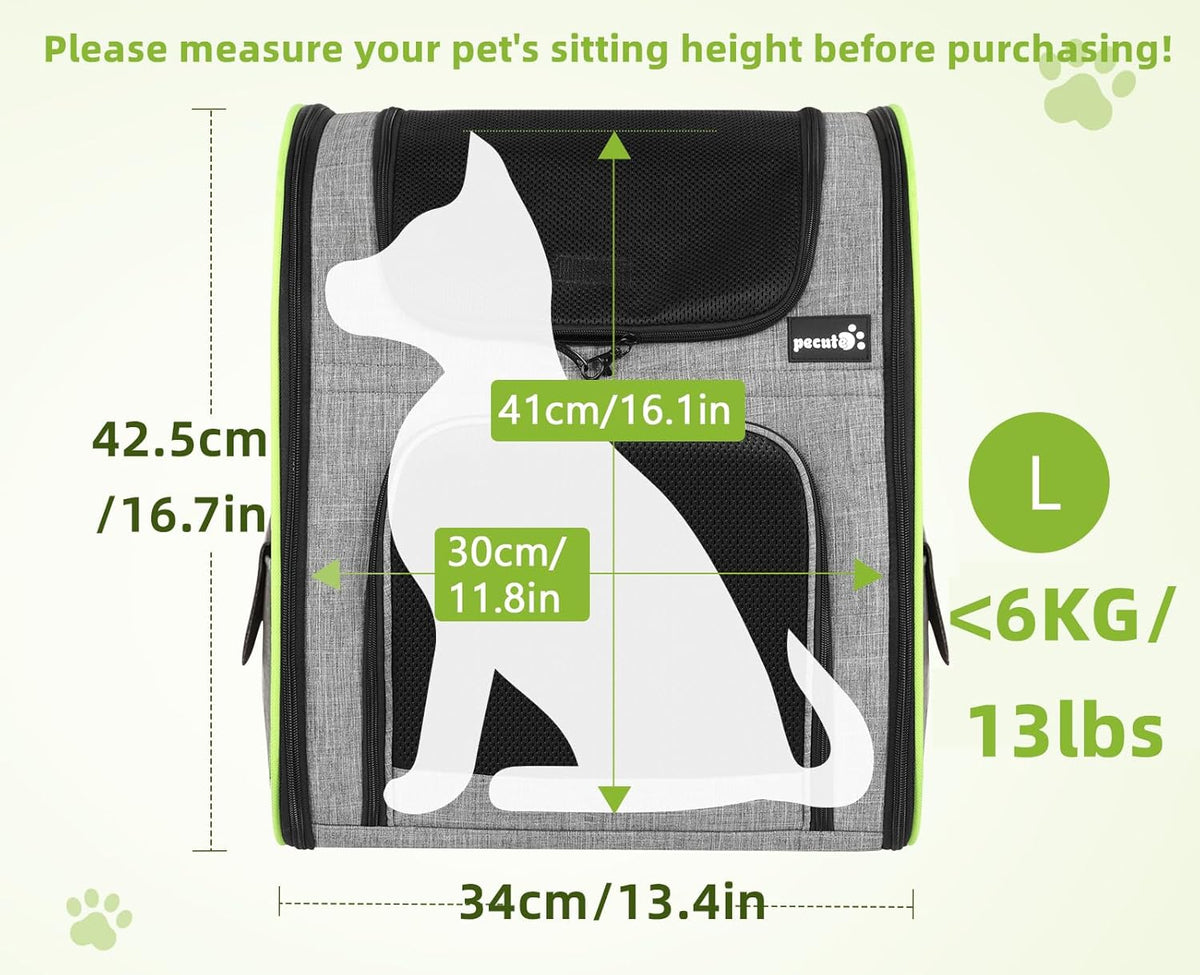 Pecute Cat Carrier Backpacks, Expandable Cat Backpack with Shade Cover, Breathable Mesh, Pet